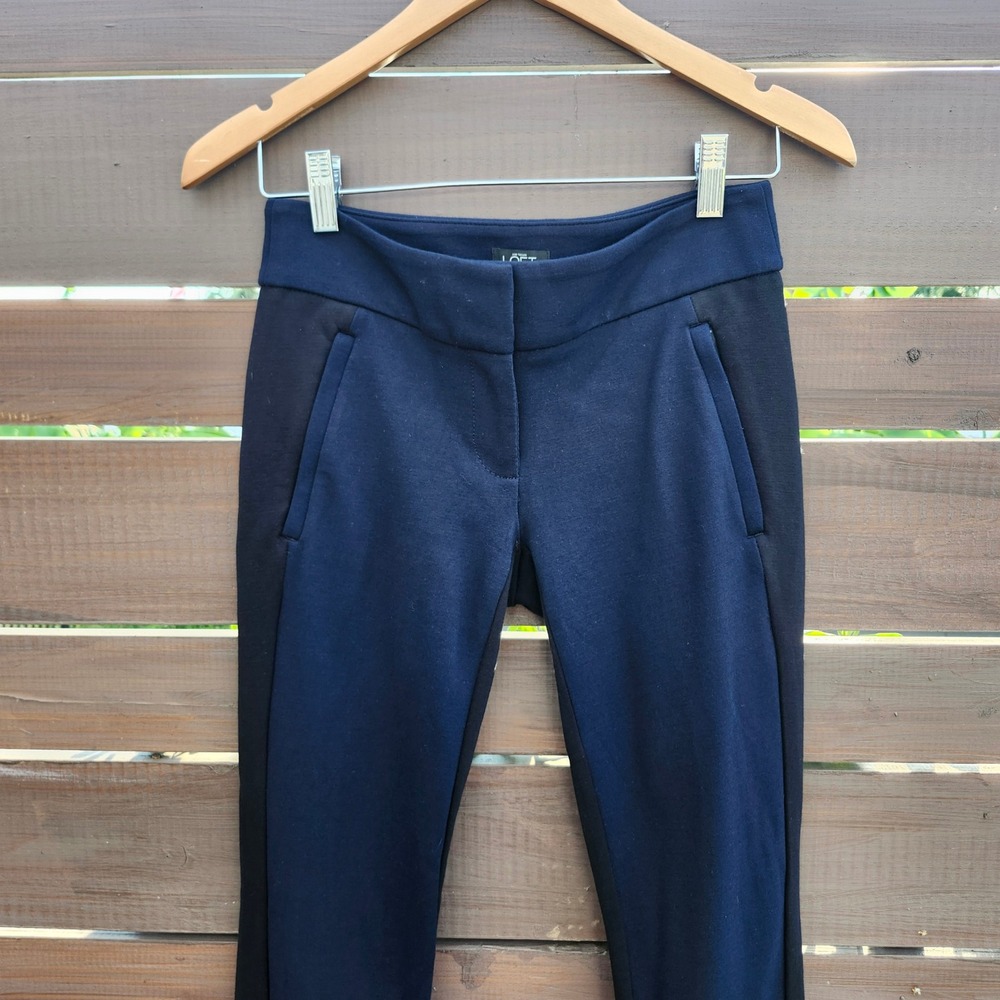 Ann Taylor‎ LOFT Two-Tone Ponte Skinny Pants | Navy & Black Workwear Sz 00